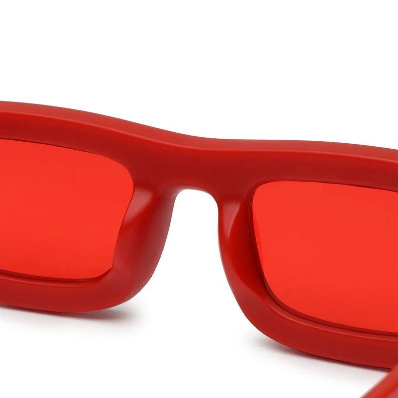 Crystix | Red Small Full Rim Rectangle Sunglasses for Men & Women [UV-protected]