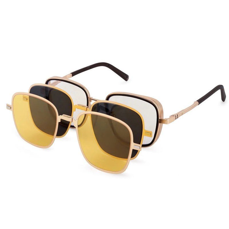 Cyronis Golden & Brown Large Full Rim Square Clip-on for Men & Women — Hashtag Eyewears