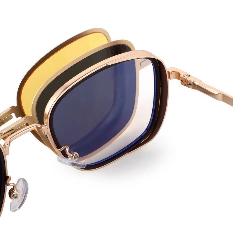 Cyronis Golden & Brown Large Full Rim Square Clip-on for Men & Women — Hashtag Eyewears