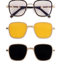 Cyronis Golden & Brown Large Full Rim Square Clip-on for Men & Women — Hashtag Eyewears
