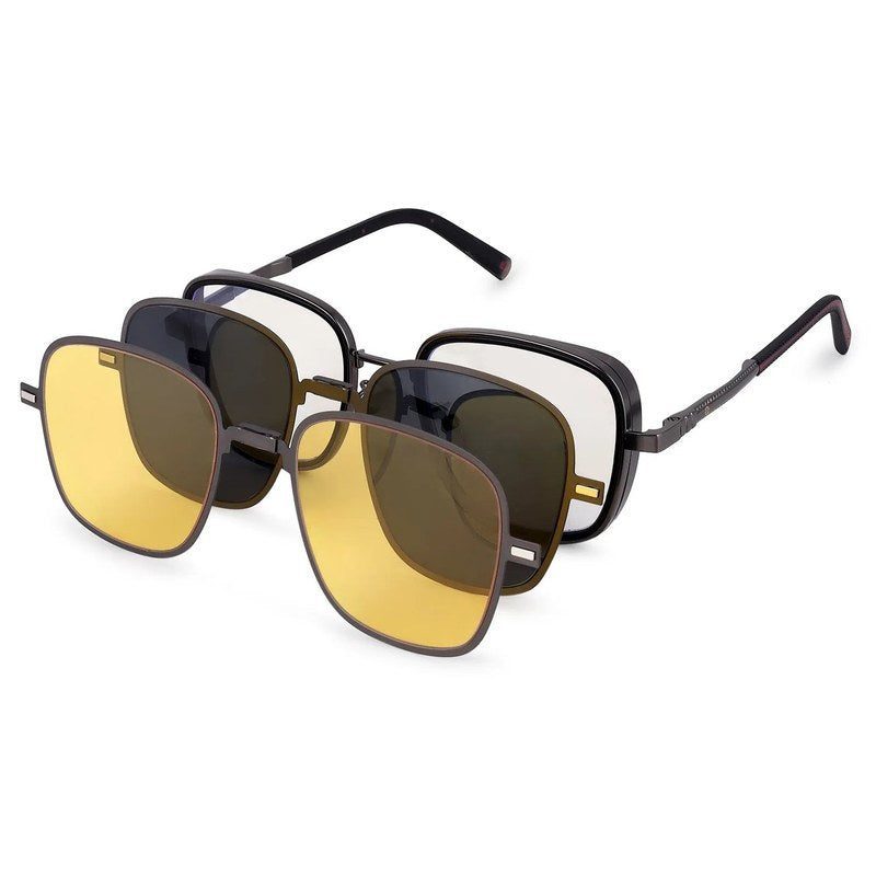 Cyronis Grey & Black Large Full Rim Square Clip-on for Men & Women — Hashtag Eyewears