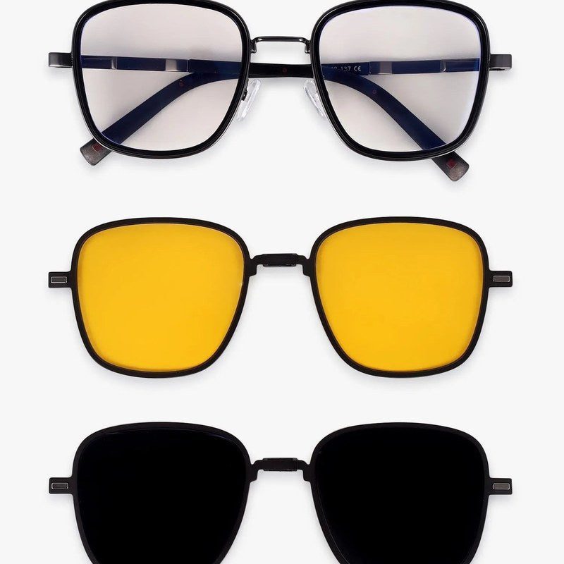 Cyronis Grey & Black Large Full Rim Square Clip-on for Men & Women — Hashtag Eyewears