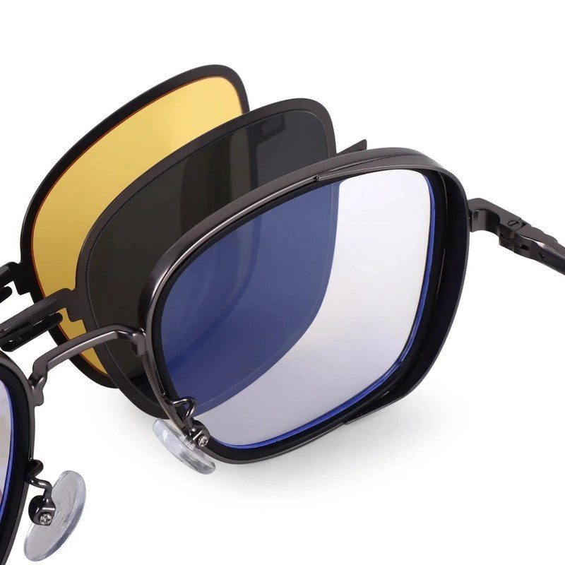 Cyronis Grey & Black Large Full Rim Square Clip-on for Men & Women — Hashtag Eyewears