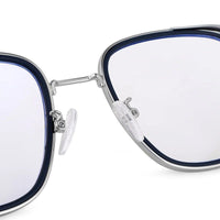 Cyronis Silver & Blue Large Full Rim Square Clip-on for Men & Women — Hashtag Eyewears