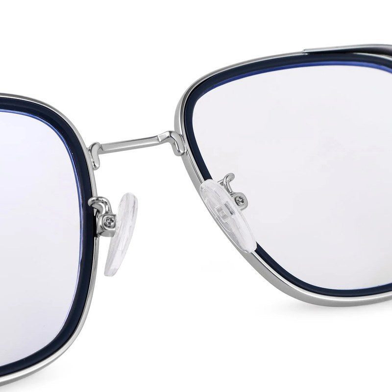 Cyronis Silver & Blue Large Full Rim Square Clip-on for Men & Women — Hashtag Eyewears
