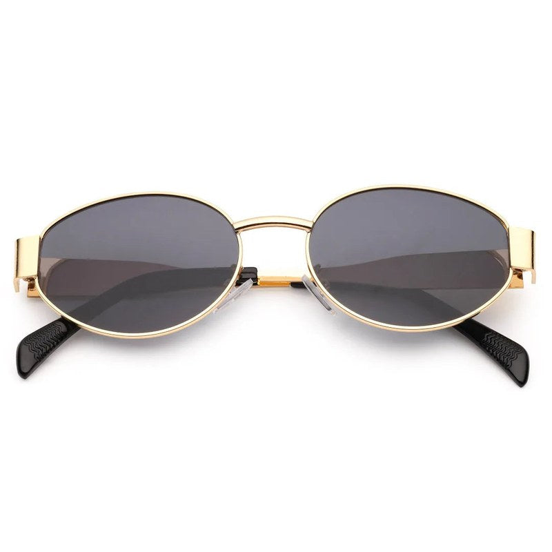 Ivory | Golden Medium Full Rim Oval Sunglasses for Women [UV-protected]
