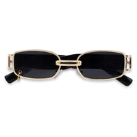 Darion Golden Small Full Rim Rectangle Sunglasses for Women — Hashtag Eyewears