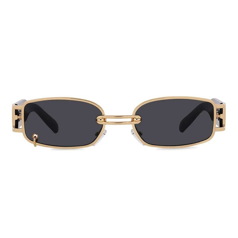 Darion Golden Small Full Rim Rectangle Sunglasses for Women — Hashtag Eyewears