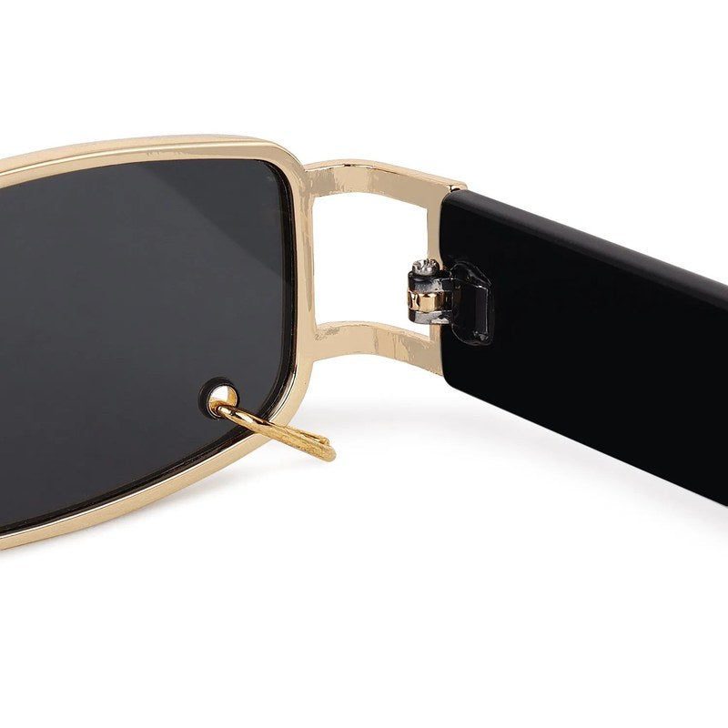 Darion | Golden Small Full Rim Rectangle Sunglasses for Women [UV-protected]