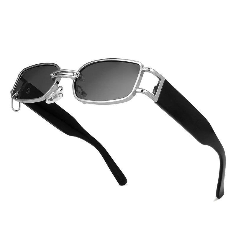 Darion Silver Small Full Rim Rectangle Sunglasses for Women — Hashtag Eyewears