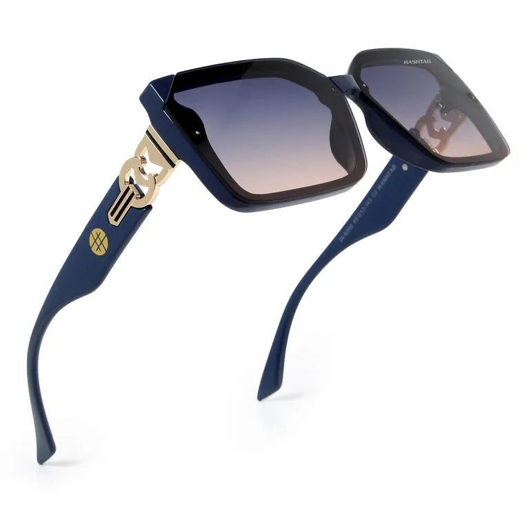 Dazzling Blue Large Full Rim Square Sunglasses for Men & Women — Hashtag Eyewears