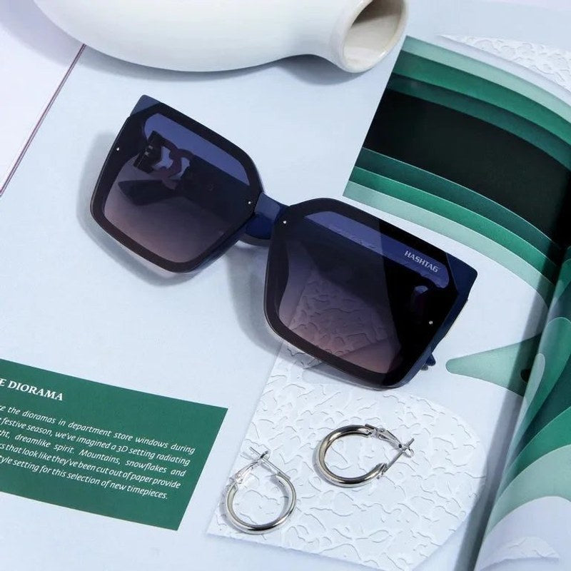 Dazzling Blue Large Full Rim Square Sunglasses for Men & Women — Hashtag Eyewears