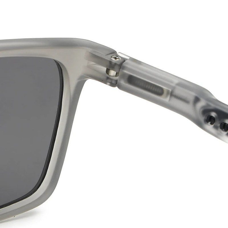 DragGo | Grey Medium Full Rim Rectangle Sports Sunglasses for Men & Women Temple Tip Color Black [Polarized]