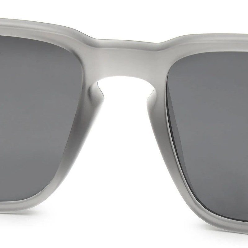 DragGo | Grey Medium Full Rim Rectangle Sports Sunglasses for Men & Women Temple Tip Color Green [Polarized]