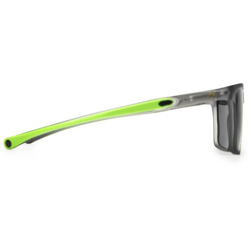 DragGo | Grey Medium Full Rim Rectangle Sports Sunglasses for Men & Women Temple Tip Color Green [Polarized]