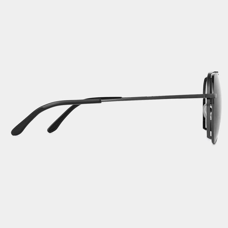 Drakara | Black Large Full Rim Hexagonal Sunglasses for Men [Polarized]