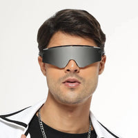 Drakion | Black/Blue Medium Rim Less Shield Sports Sunglasses for Men & Women [UV-protected]