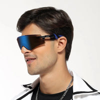 Drakion | Black Medium Rim Less Shield Sports Sunglasses for Men & Women [UV-protected]