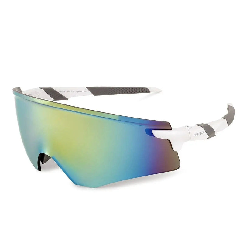 Drakion | White Medium Rim Less Shield Sports Sunglasses for Men & Women [UV-protected]