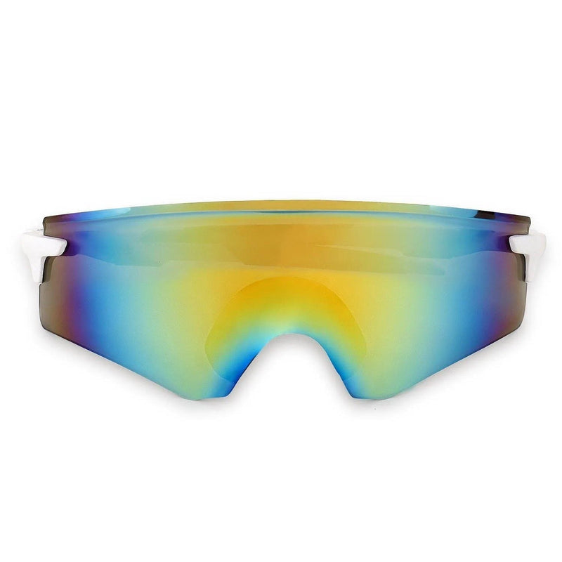 Drakion | White Medium Rim Less Shield Sports Sunglasses for Men & Women [UV-protected]