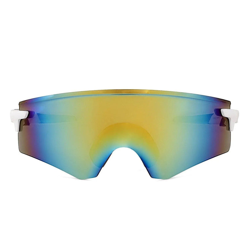 Drakion | White Medium Rim Less Shield Sports Sunglasses for Men & Women [UV-protected]