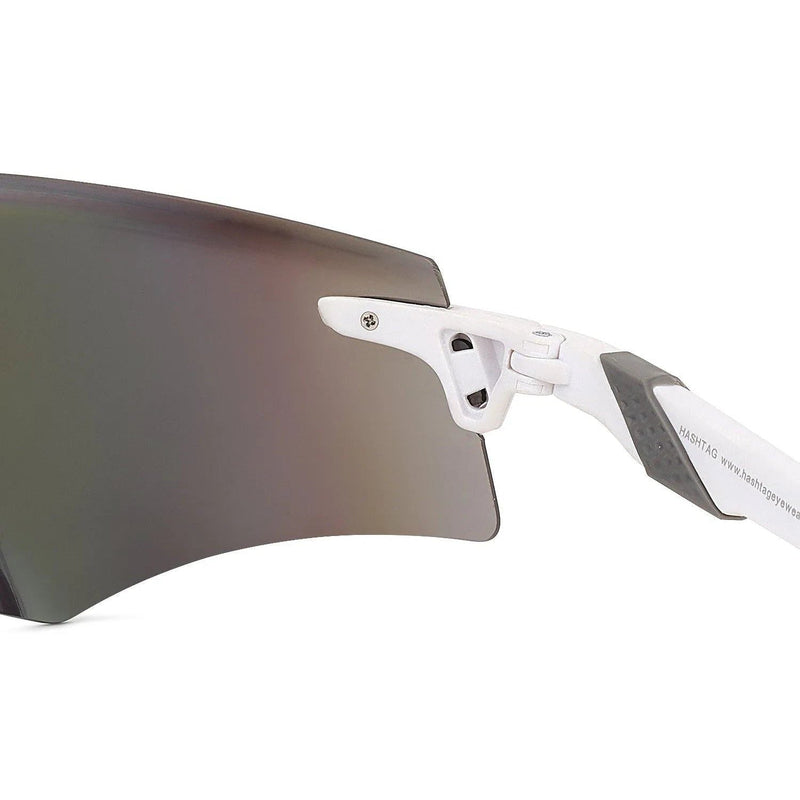 Drakion | White Medium Rim Less Shield Sports Sunglasses for Men & Women [UV-protected]