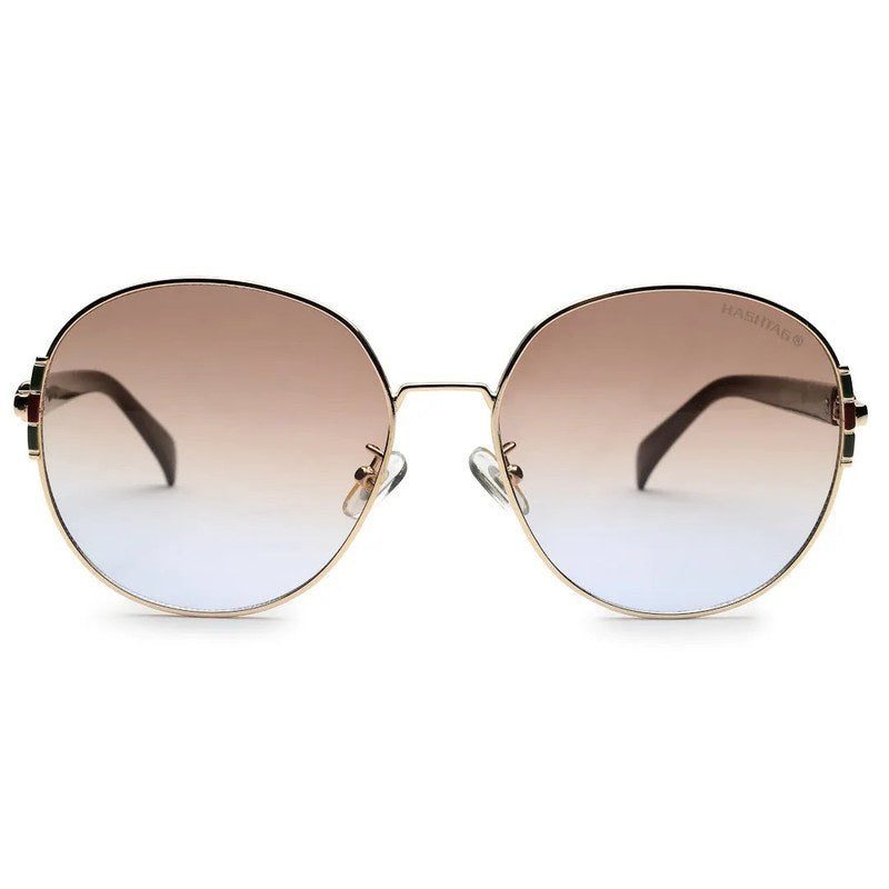 Drakon Gradient Brown Oversized Full Rim Round Sunglasses for Women — Hashtag Eyewears