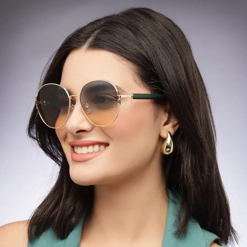 Drakon Gradient Green Oversized Full Rim Round Sunglasses for Women — Hashtag Eyewears