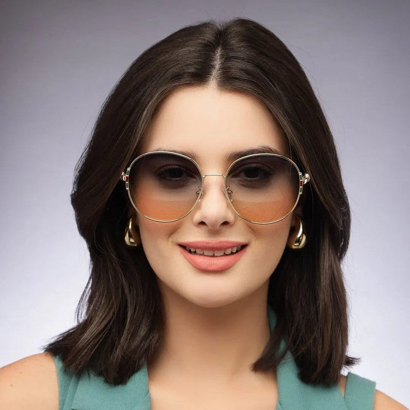 Drakon Gradient Green Oversized Full Rim Round Sunglasses for Women — Hashtag Eyewears