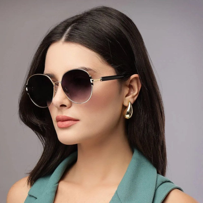 Drakon Gradient Purple Oversized Full Rim Round Sunglasses for Women — Hashtag Eyewears