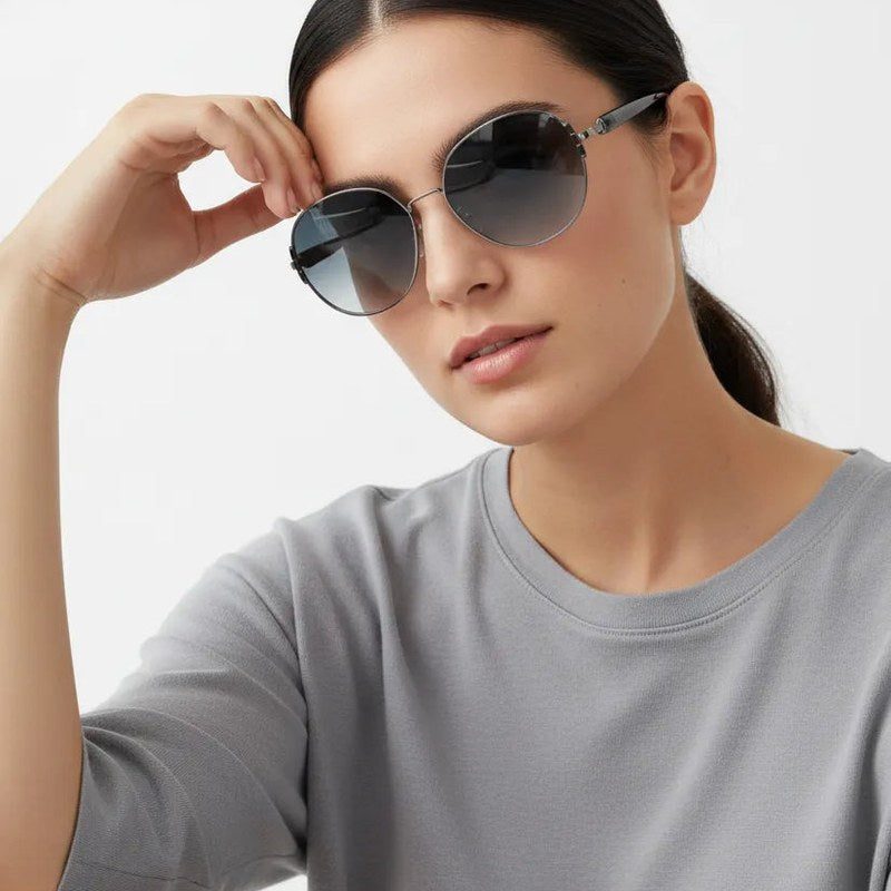 Drakon Silver Oversized Full Rim Round Sunglasses for Women — Hashtag Eyewears