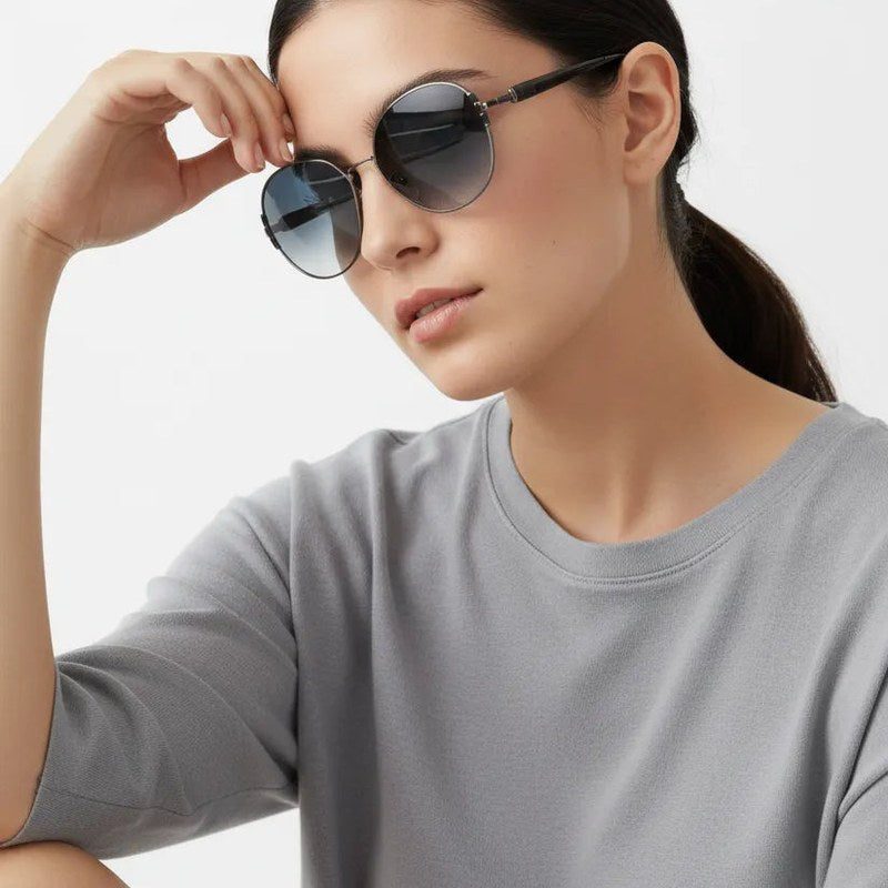 Drakon Silver Oversized Full Rim Round Sunglasses for Women — Hashtag Eyewears