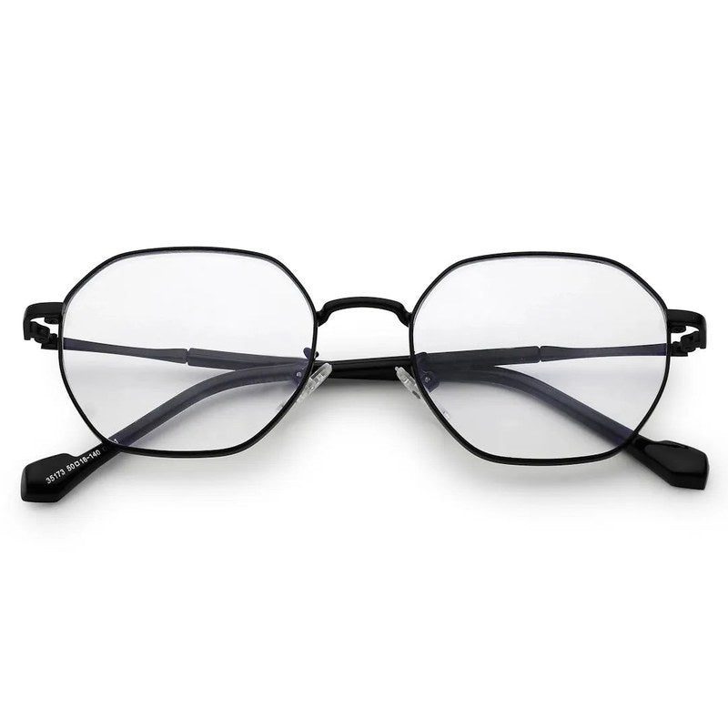 Dravon | Black Medium Full Rim Hexagonal Computer Glasses for Men & Women [Blue Block]