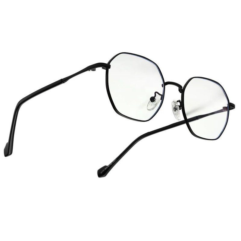 Dravon | Black Medium Full Rim Hexagonal Computer Glasses for Men & Women [Blue Block]