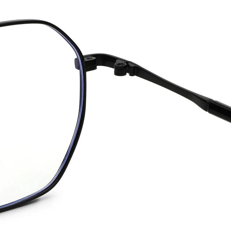 Dravon | Black Medium Full Rim Hexagonal Computer Glasses for Men & Women [Blue Block]