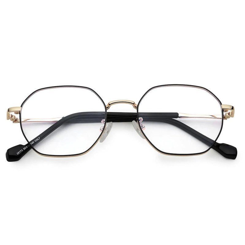 Dravon Golden & Black Medium Full Rim Hexagonal Computer Glasses for Men & Women — Hashtag Eyewears