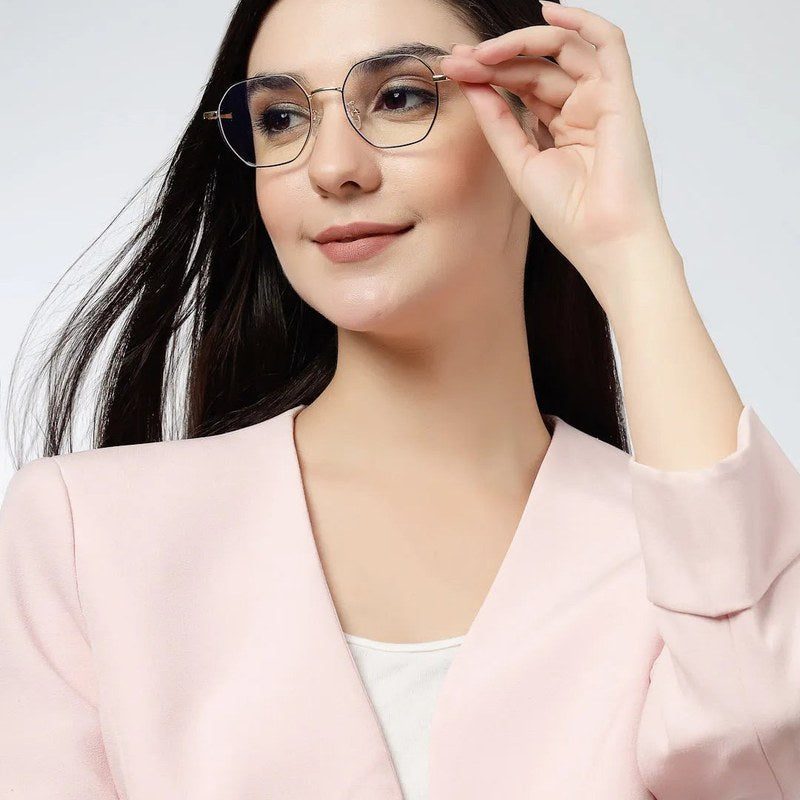 Dravon Golden & Black Medium Full Rim Hexagonal Computer Glasses for Men & Women — Hashtag Eyewears