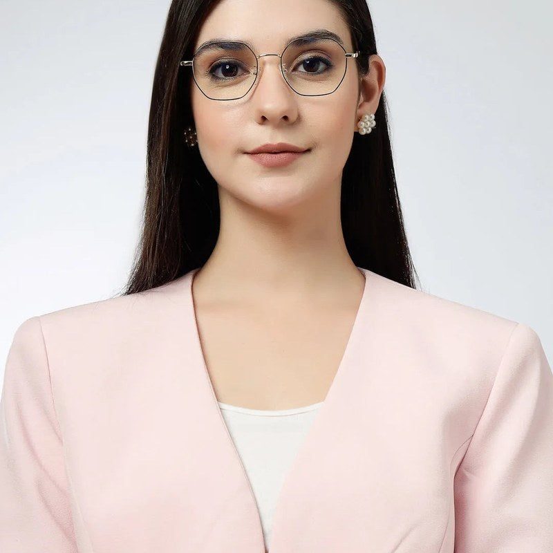 Dravon Golden & Black Medium Full Rim Hexagonal Computer Glasses for Men & Women — Hashtag Eyewears