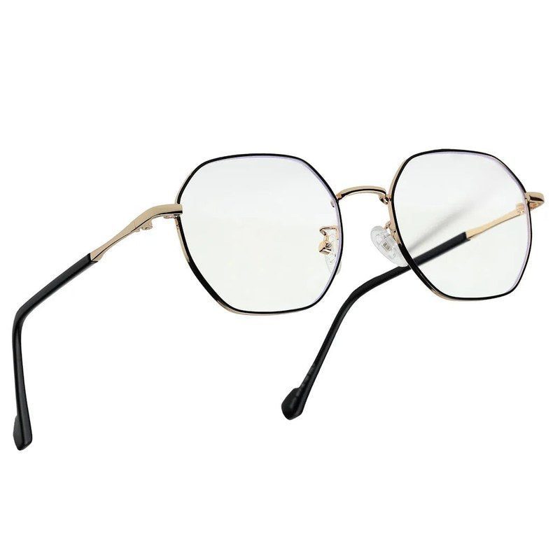 Dravon Golden & Black Medium Full Rim Hexagonal Computer Glasses for Men & Women — Hashtag Eyewears
