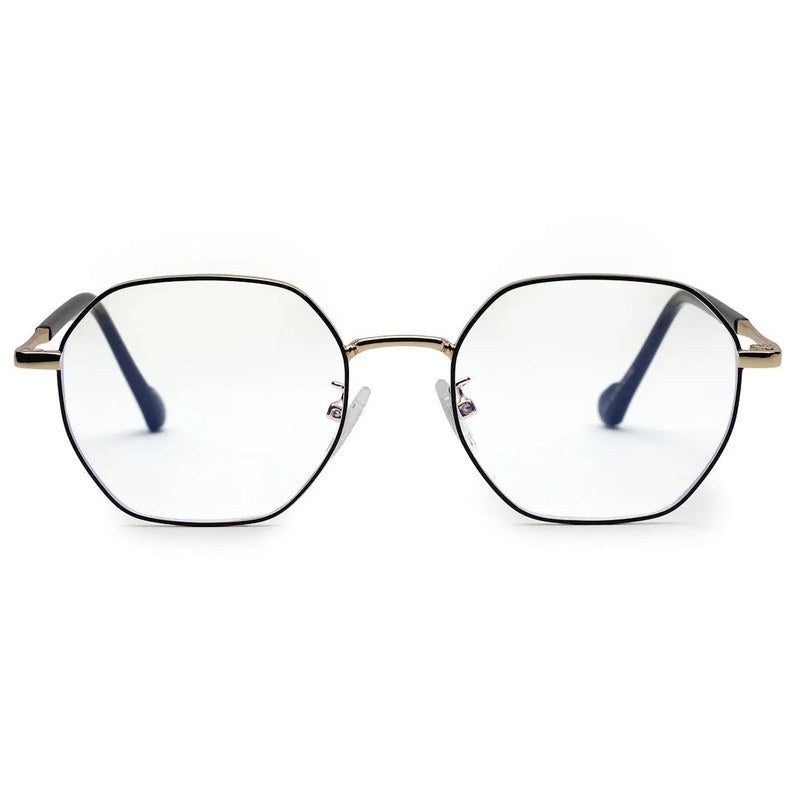 Dravon Golden & Black Medium Full Rim Hexagonal Computer Glasses for Men & Women — Hashtag Eyewears