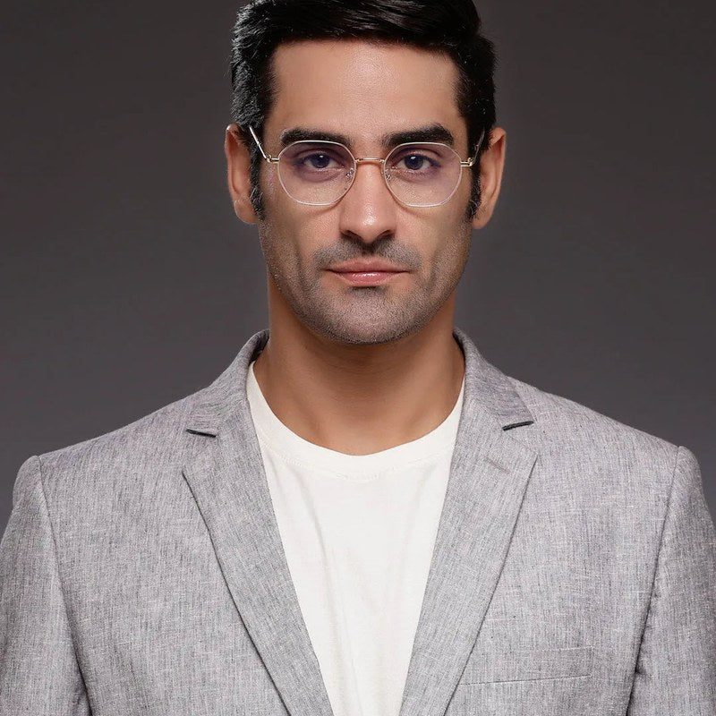 Dravon Golden Medium Full Rim Hexagonal Computer Glasses for Men & Women — Hashtag Eyewears
