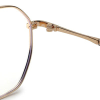 Dravon Golden Medium Full Rim Hexagonal Computer Glasses for Men & Women — Hashtag Eyewears
