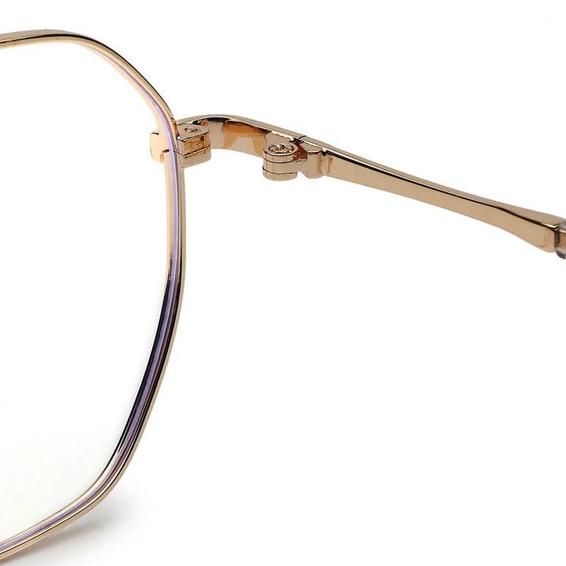Dravon Golden Medium Full Rim Hexagonal Computer Glasses for Men & Women — Hashtag Eyewears