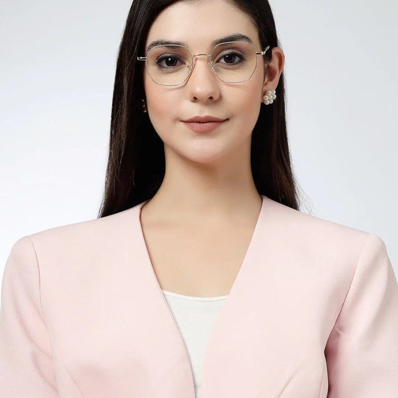 Dravon Golden Medium Full Rim Hexagonal Computer Glasses for Men & Women — Hashtag Eyewears