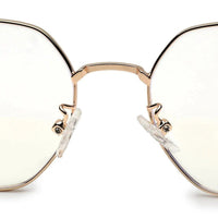 Dravon Golden Medium Full Rim Hexagonal Computer Glasses for Men & Women — Hashtag Eyewears