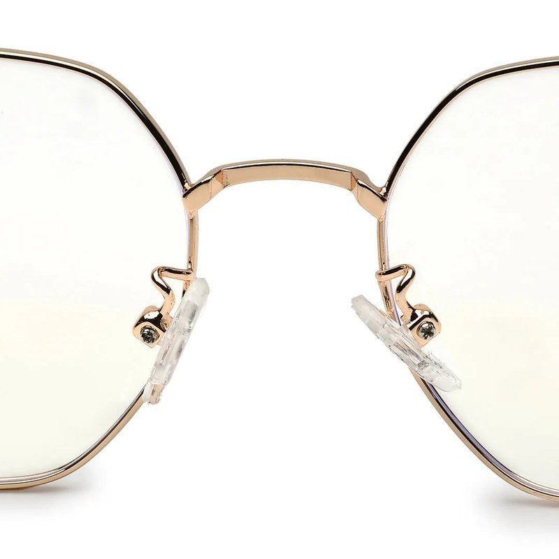 Dravon Golden Medium Full Rim Hexagonal Computer Glasses for Men & Women — Hashtag Eyewears