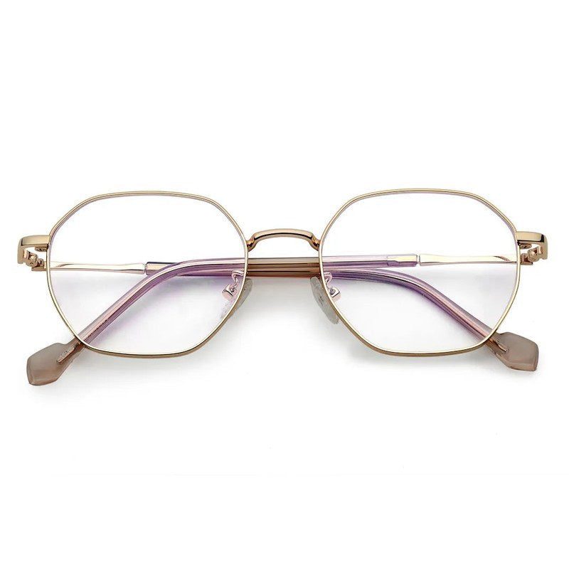 Dravon Golden Medium Full Rim Hexagonal Computer Glasses for Men & Women — Hashtag Eyewears