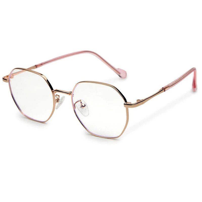 Dravon Golden Rose Medium Full Rim Hexagonal Computer Glasses for Men & Women — Hashtag Eyewears