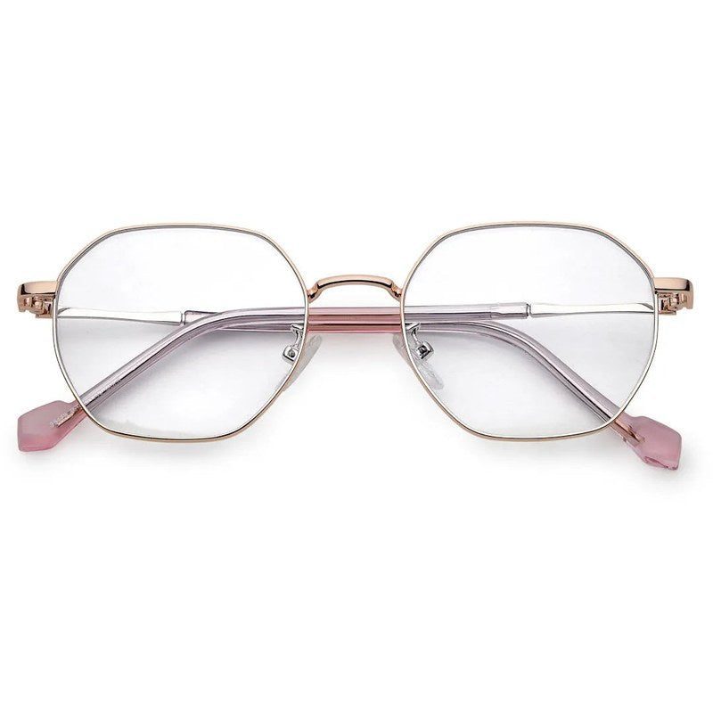 Dravon Golden Rose Medium Full Rim Hexagonal Computer Glasses for Men & Women — Hashtag Eyewears