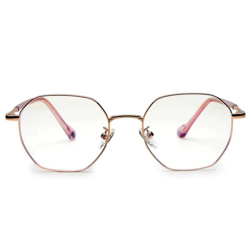 Dravon Golden Rose Medium Full Rim Hexagonal Computer Glasses for Men & Women — Hashtag Eyewears